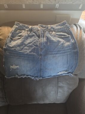 Mudd Blue Distressed Denim Mini Skirt